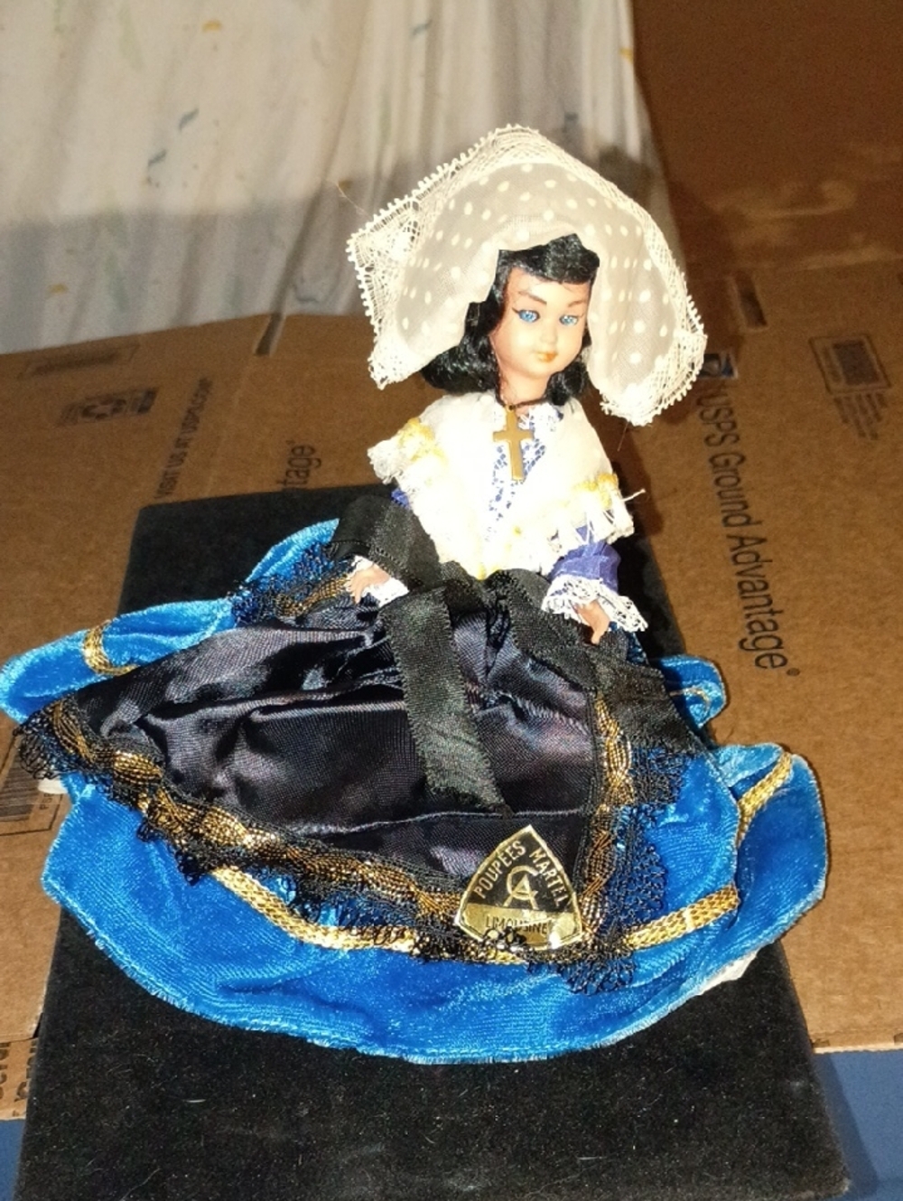 Poupées Martel Limousine Doll with Blue and Black Lace Outfit